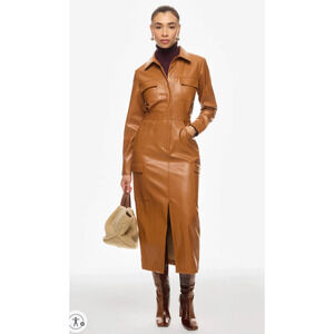 Marissa Webb x RTR Front Slit Leather Shirt Dress Size 10